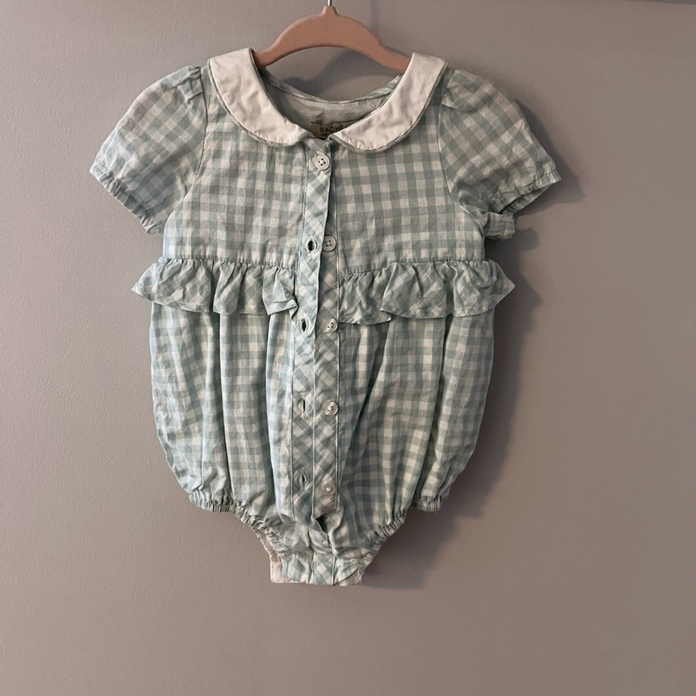 Rachel Zoe plaid romper with bonnet
